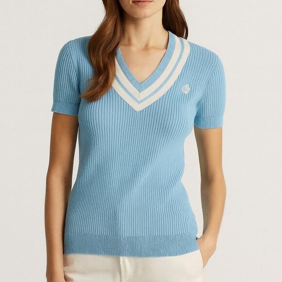 Ralph Lauren Tops - L-RL Lauren Active Ralph Lauren Knit Women’s Sweater Size Medium V-neck Golf